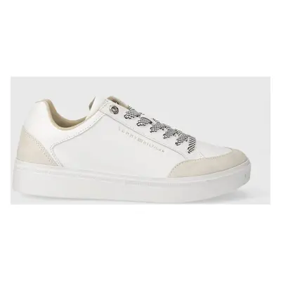 Kožené sneakers boty Tommy Hilfiger SEASONAL COURT SNEAKER bílá barva, FW0FW07683