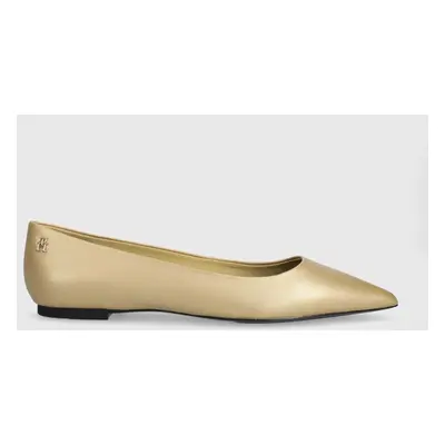 Kožené baleríny Tommy Hilfiger GOLD POINTED BALLERINA zlatá barva, FW0FW07883