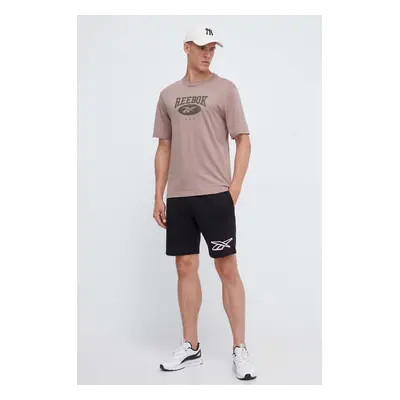 Bavlněné tričko Reebok Classic hnědá barva, s potiskem