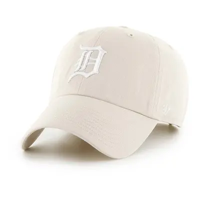 Bavlněná baseballová čepice 47brand MLB Detroit Tigers béžová barva, s aplikací