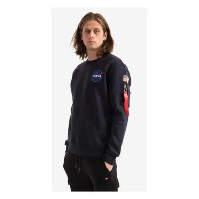 Mikina Alpha Industries 178307 07 Space Shuttle Sweater pánská, tmavomodrá barva, s potiskem, 17