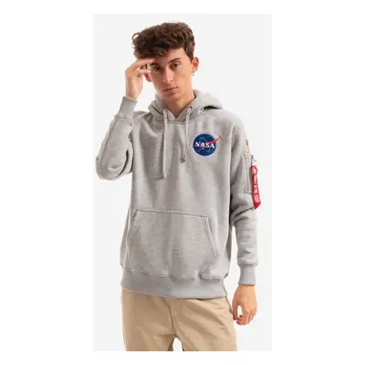 Mikina Alpha Industries Space Shuttle Hoody pánská, šedá barva, s kapucí, s potiskem, 178317.17