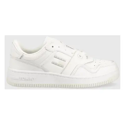 Kožené sneakers boty Tommy Jeans BASKET CUPSOLE bílá barva, EM0EM01194