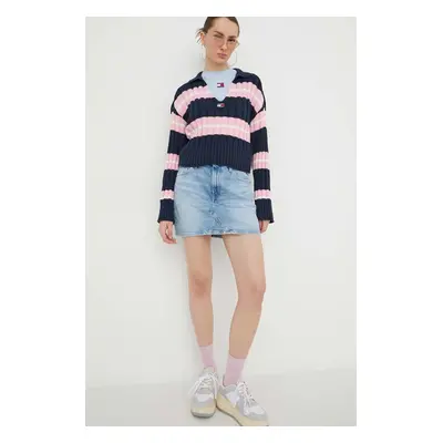 Džínová sukně Tommy Jeans mini, pouzdrová, DW0DW17219