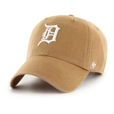 Bavlněná baseballová čepice 47brand MLB Detroit Tigers hnědá barva, s aplikací