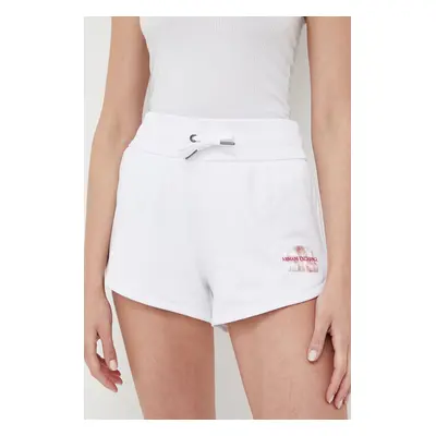 Kraťasy Armani Exchange dámské, bílá barva, hladké, high waist