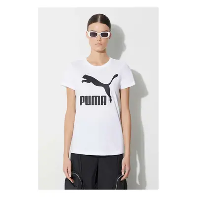 Bavlněné tričko Puma Classic Logo Tee bílá barva, 530076.02-white