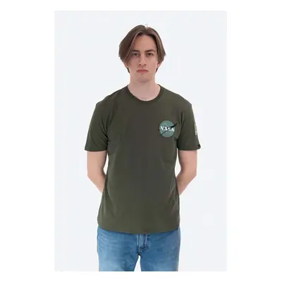 Bavlněné tričko Alpha Industries zelená barva, 176507.257-green