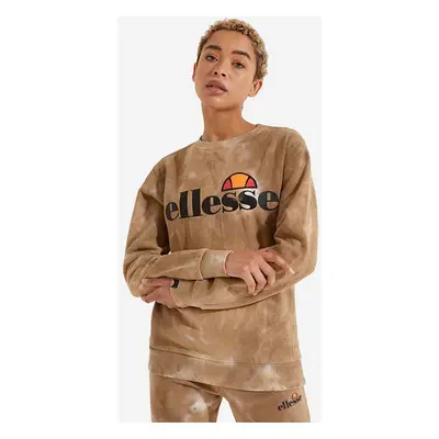 Mikina Ellesse Agata Tie Dye dámská, hnědá barva, vzorovaná, SGK11290-BROWN