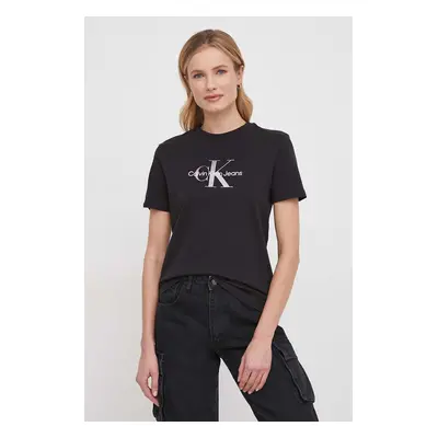 Bavlněné tričko Calvin Klein Jeans černá barva, J20J223264