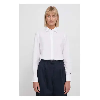 Košile Tommy Hilfiger bílá barva, regular, s klasickým límcem, WW0WW40543