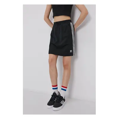 Sukně adidas Originals H37774 černá barva, mini, jednoduchá, H37774-BLACK