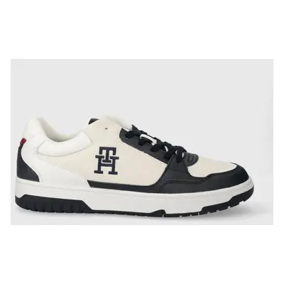 Kožené sneakers boty Tommy Hilfiger TH BASKET STREET SUEDE MIX tmavomodrá barva, FM0FM04873