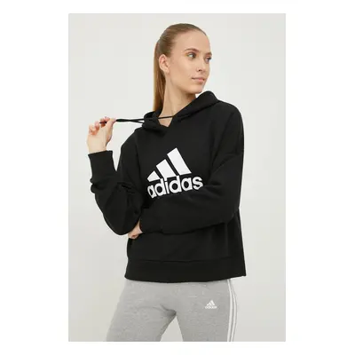 Bavlněná mikina adidas Performance dámská, černá barva, s potiskem