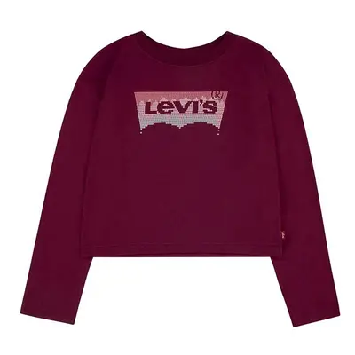 Dětské bavlněné tričko s dlouhým rukávem Levi's červená barva