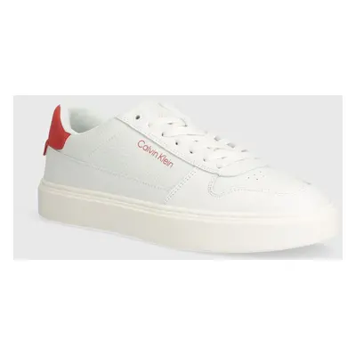 Kožené sneakers boty Calvin Klein LOW TOP LACE UP BSKT černá barva, HM0HM01254