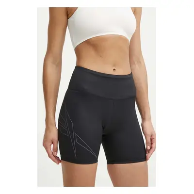 Tréninkové šortky Reebok Lux Bold černá barva, s potiskem, high waist, 100075384