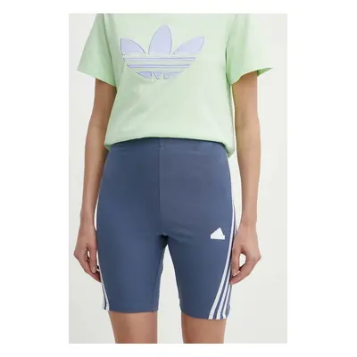 Kraťasy adidas dámské, tmavomodrá barva, vzorované, high waist, IS3628