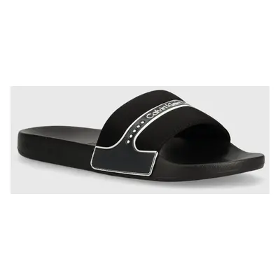 Pantofle Calvin Klein Jeans SLIDE NEOPRENE SNAP pánské, černá barva, YM0YM00960