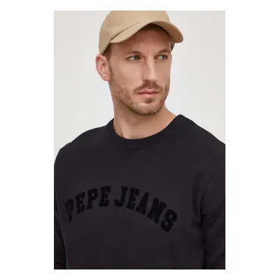 Bavlněná mikina Pepe Jeans Randall pánská, černá barva, s potiskem, PM582557