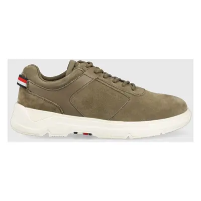 Semišové sneakers boty Tommy Hilfiger CORE HILFIGER SUEDE zelená barva, FM0FM04592