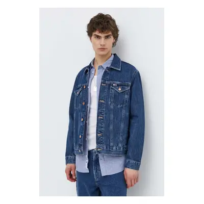 Džínová bunda Tommy Jeans pánská, tmavomodrá barva, přechodná, DM0DM18782