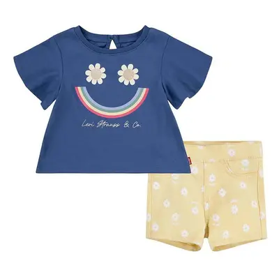 Kojenecká sada Levi's LVG SMILEY FLOUNCE TEE & SHORT žlutá barva