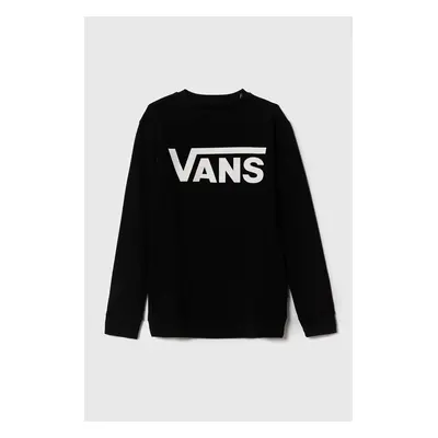 Dětská bavlněná mikina Vans VANS CLASSIC CREW černá barva, s potiskem