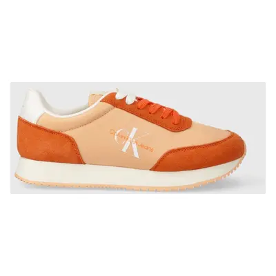 Sneakers boty Calvin Klein Jeans RETRO RUNNER LOW LACE NY ML oranžová barva, YW0YW01326