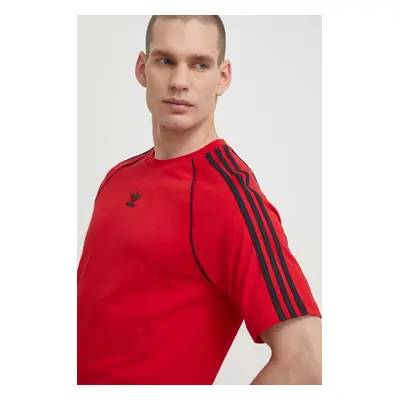 Bavlněné tričko adidas Originals červená barva, s aplikací, IR9449