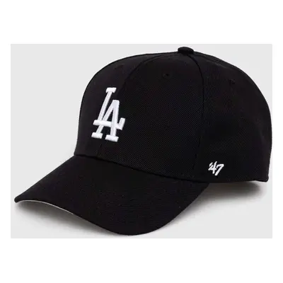 Čepice s vlněnou směsí 47brand MLB Los Angeles Dodgers černá barva, s aplikací, BMVP12WBV