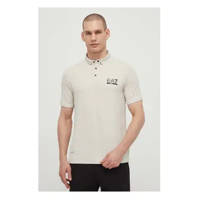 Polo tričko EA7 Emporio Armani béžová barva