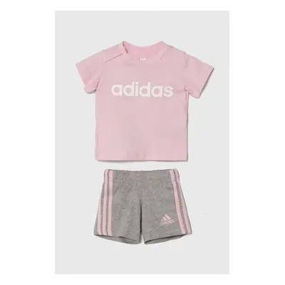 Dětská bavlněná souprava adidas růžová barva