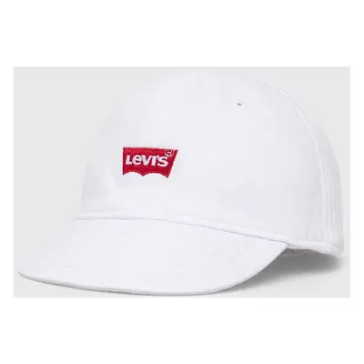 Dětská bavlněná kšiltovka Levi's LAN LEVI'S BATWING SOFT CAP bílá barva, s aplikací