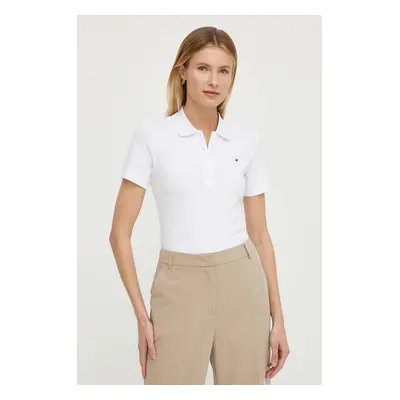 Polo tričko Tommy Hilfiger bílá barva, WW0WW42047