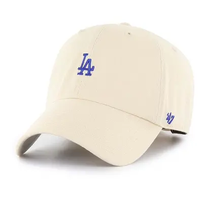 Bavlněná baseballová čepice 47brand MLB Los Angeles Dodgers béžová barva, s aplikací, B-BSRNR12G