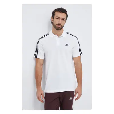 Bavlněné polo tričko adidas bílá barva, s aplikací, IC9312