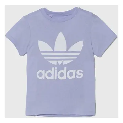 Dětské bavlněné tričko adidas Originals fialová barva