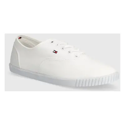 Tenisky Tommy Hilfiger CANVAS LACE UP SNEAKER dámské, bílá barva, FW0FW07805