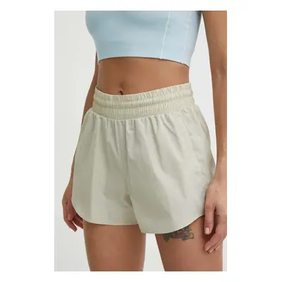 Tréninkové šortky Under Armour Flex béžová barva, hladké, high waist