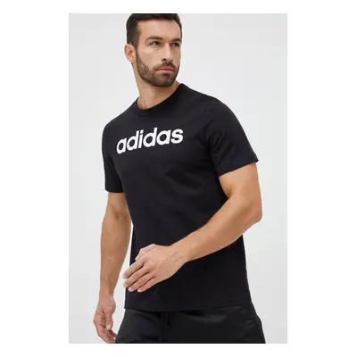 Bavlněné tričko adidas černá barva, s potiskem, IC9274