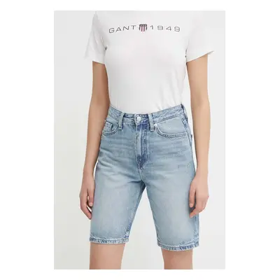 Džínové šortky Tommy Hilfiger dámské, hladké, high waist, WW0WW41326