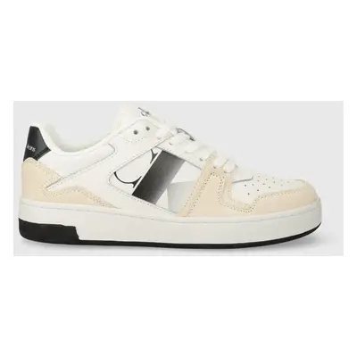 Sneakers boty Calvin Klein Jeans BASKET CUPSOLE LACE MIX NBS SAT bílá barva, YW0YW01446