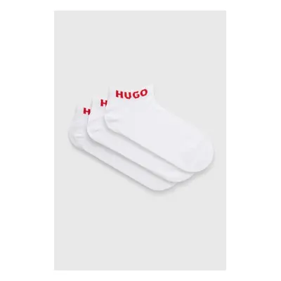 Ponožky HUGO 3-pack pánské, bílá barva, 50516405