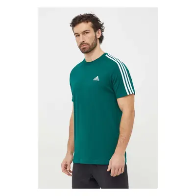 Bavlněné tričko adidas zelená barva, s aplikací, IS1333