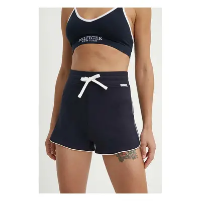 Šortky Tommy Hilfiger tmavomodrá barva, high waist, UW0UW05235