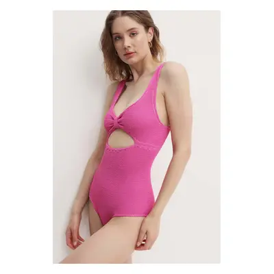 Jednodílné plavky Rotate CRINKLE SWIMSUIT růžová barva, měkký košík, 113165504