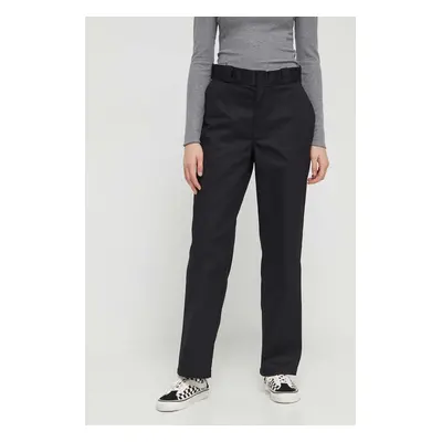 Kalhoty Dickies 874 dámské, černá barva, jednoduché, high waist