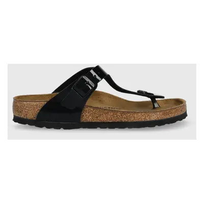 Žabky Birkenstock Gizeh dámské, černá barva, na plochém podpatku, 43661