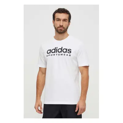 Bavlněné tričko adidas bílá barva, s potiskem, IW8835